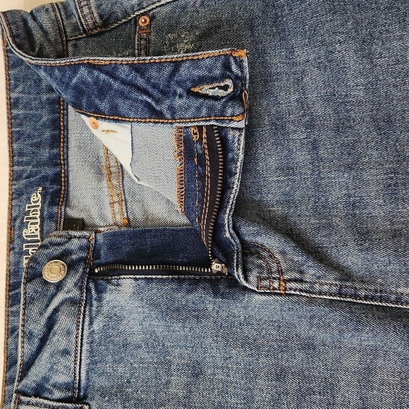 Wild Fable Denim Mini Skirt Sz: 6 Distressed 5 pocket Summer Festival Concert - Picture 6 of 14